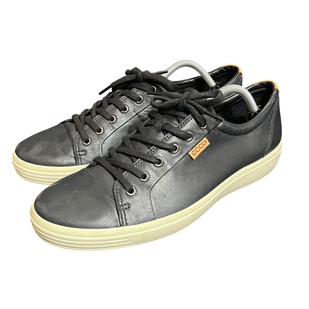 ECCO Soft 7 Sneakers 11 Extra Width‎ Black Leather Lace Up Casual Low Top Shoes